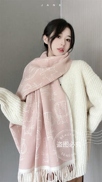 Warm, Thick Scarf  Cashmere-like scarf with two sides